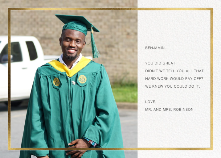 Simple Gold Border (Photo) - Graduation Card by Paperless Post