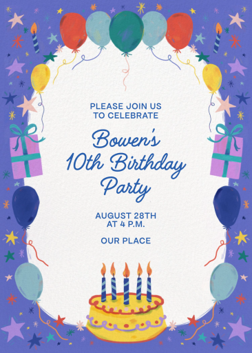 Colorful Balloon Birthday Invitation