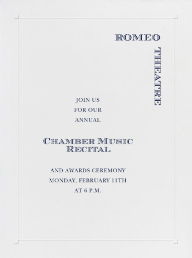 Square Embossed Corners - Recital Invitation by Paperless Post