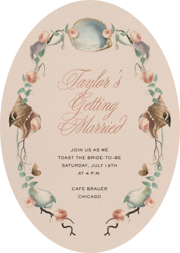 Shells and Roses - Bridal Shower Invitation by Open Sea Design Co.