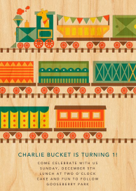 By Rail - First Birthday Invitation by Petit Collage