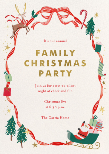 Ribbon Frame Christmas Party Invitation