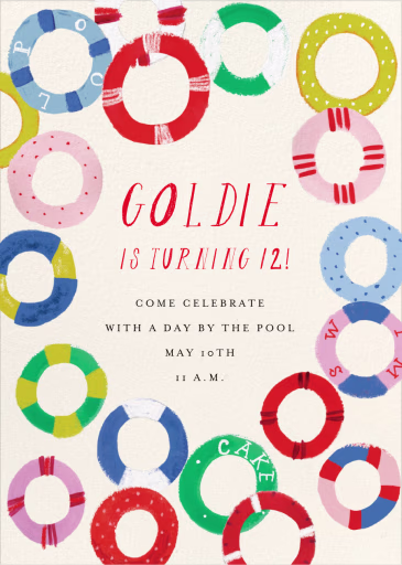 Pool Tube Floats - Birthday Invitation by Mr. Boddington's Studio