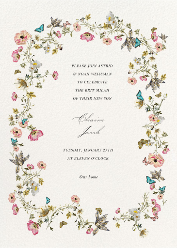 Blue Butterflies - Bris/Baby Naming Invitation by  Monique Lhuillier