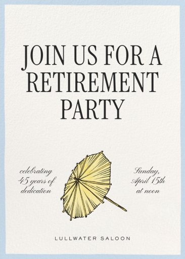 Cocktail Umbrella - Retirement and Farewell Party Invitation by Martha Stewart