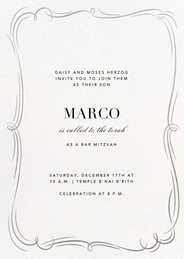 Plume Tall - Bar & Bat Mitzvah Invitation by Paperless Post