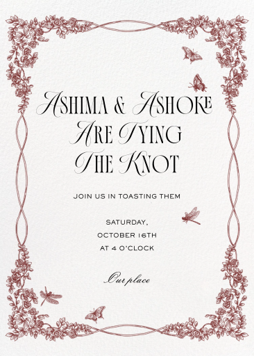 Floral Butterfly Frame Invitation