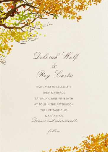 Autumn Boughs - Wedding Invitation by Felix Doolittle