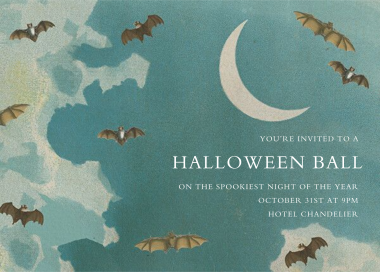 Bats Flying Around Moon Invitation