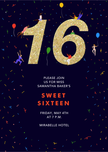 Glitter Groove - Sweet 16 Invitation by Carolyn Suzuki Studio