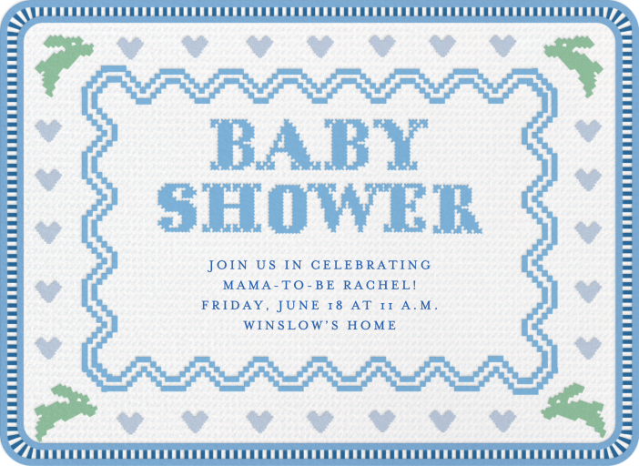 Cross Stitch Bunny Baby Invitation