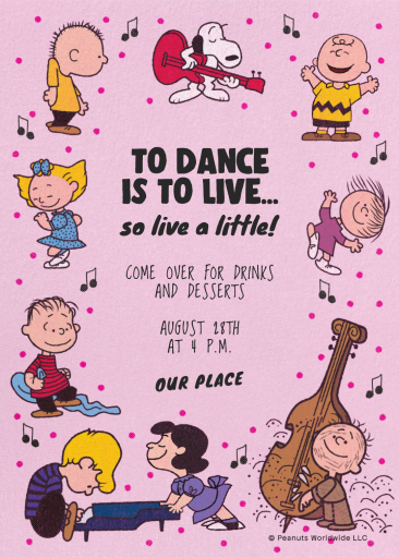 Peanuts Dance Party Invitation