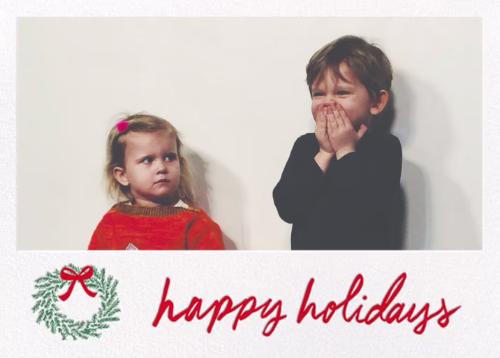 Merry Christmas Wreath Horizontal - Holiday Card by Linda and Harriett