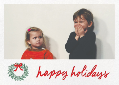 Merry Christmas Wreath Horizontal - Holiday Card by Linda and Harriett