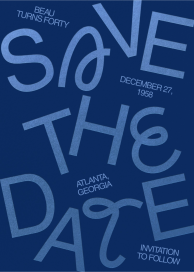 Fettgedruckt, marineblau: „Save the Date“