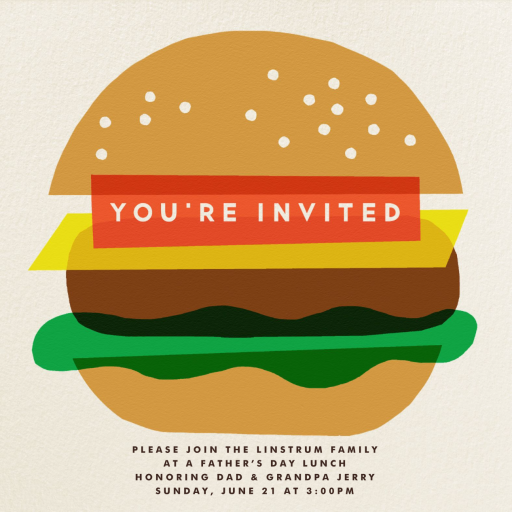 Burger and Bun - Father's Day Invitation by The Indigo Bunting