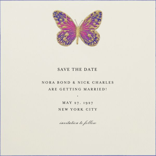 Hand Painted Butterfly - Save the Date by Bernard Maisner