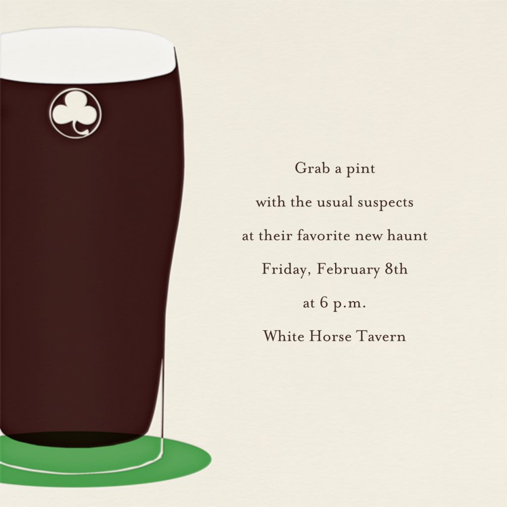 Pint of Stout Invitation