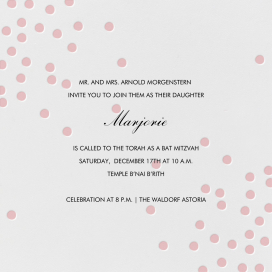 Pink Dots - Bar & Bat Mitzvah Invitation by Linda and Harriett