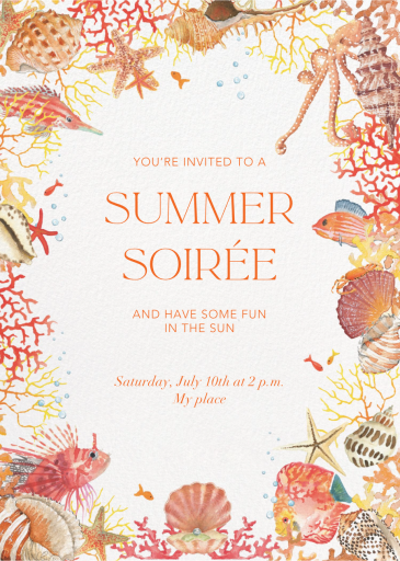 Coral Border - Invitation by Clementina Sketchbook