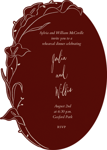 Burgundy Calla Lily Invitation