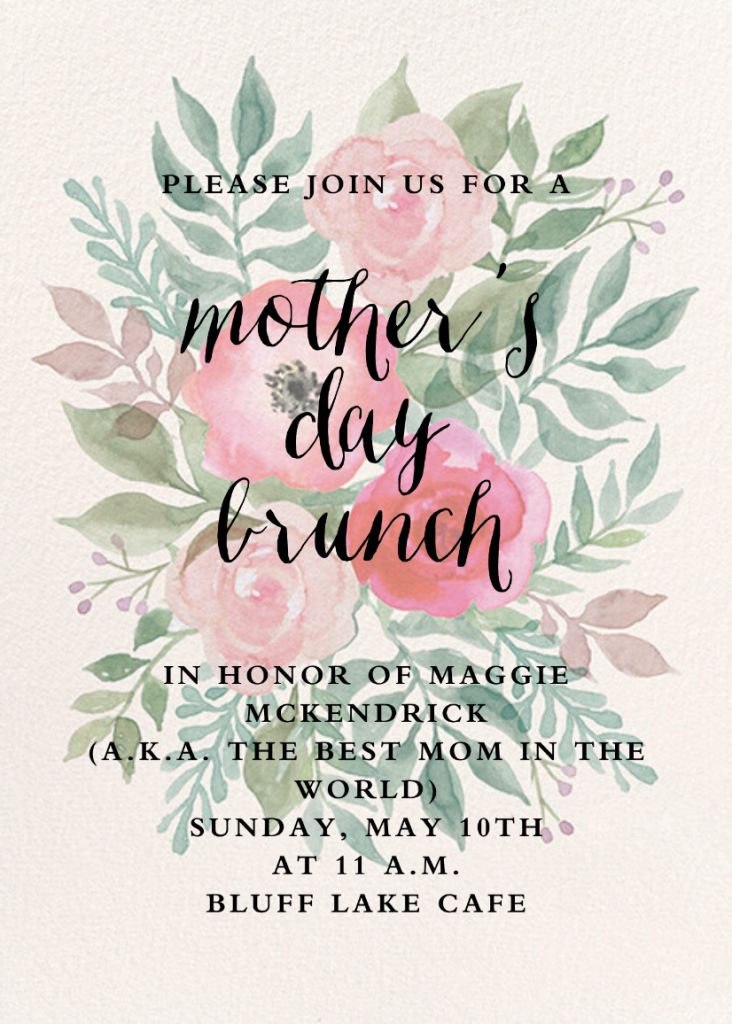 Watercolor Garden Floral Mother's Day Invitation Send online