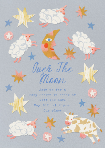 Moon Stars and Sheep Invitation