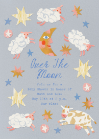 Invitación para bebé «La luna y las estrellas»