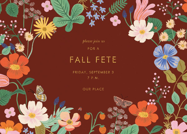 Strawberry Fields Frame - Fall Party Invitation by Rifle Paper Co.