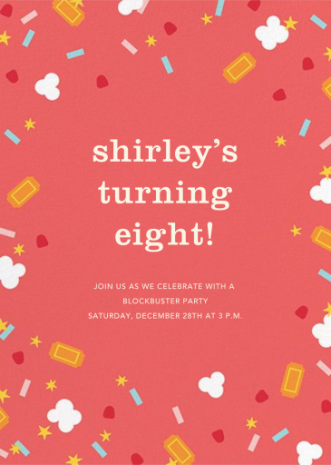 Movie Night Popcorn & Tickets Invitation