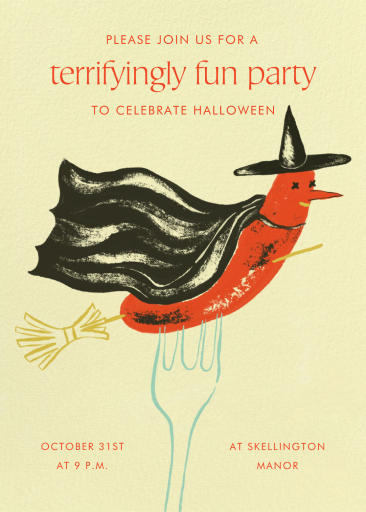 Retro Witch on Fork Invitation