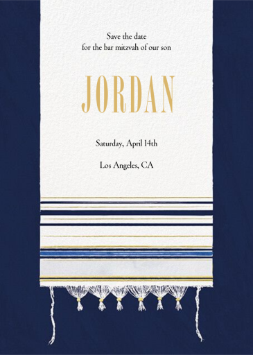 Striped Tallit - Bar & Bat Mitzvah Save the Date by Paperless Post