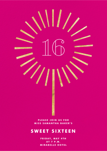 Year of the Sparkler - Sweet 16 Invitation by Paperless Post