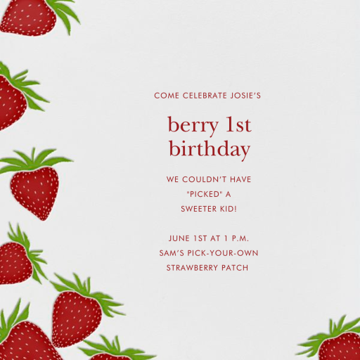 Strawberries (Square) - First Birthday Invitation by Paperless Post