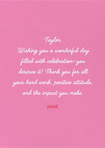 Birthday Cake and Candles (Elena Boils) - Business Greeting Card by Wrap - Back