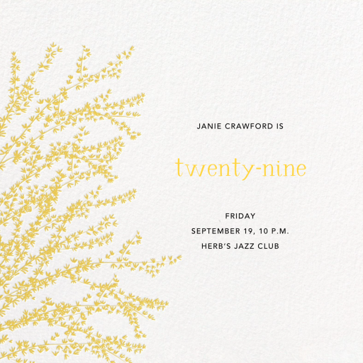 Forsythia Branch - Birthday Invitation by Paperless Post