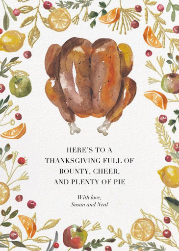 Watercolor Turkey - Thanksgiving Card by Paperless Post