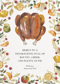 Watercolor Turkey - Thanksgiving Card by Paperless Post