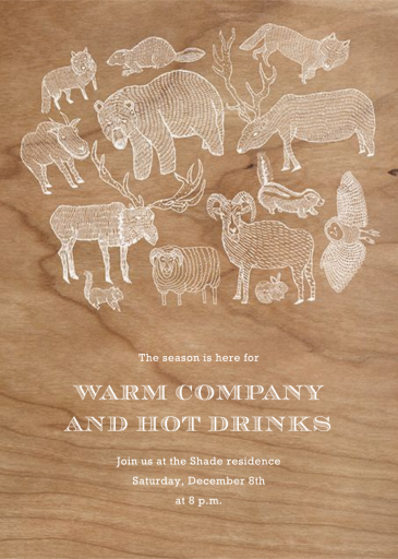 Animals Etched Wood - Winter Party Invitation by Paperless Post