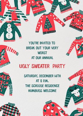 christmas party best dressed and ugly sweater invite Ugly Sweater Party Invitation