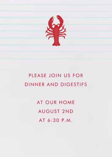Lobster - Beach Party Invitation by Linda and Harriett