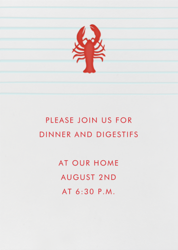 Lobster - Invitation by Linda and Harriett