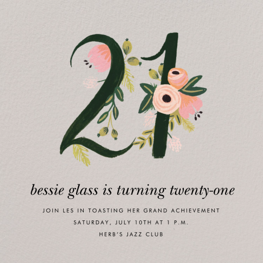 Botanic Numerals - Birthday Invitation by Rifle Paper Co.