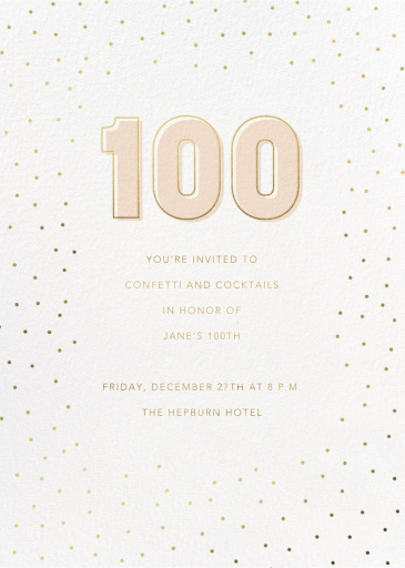Golden Occasion - 100th Birthday Invitation by Sugar Paper