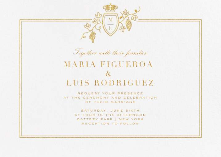 Royal Crest & Grape Vines Invitation