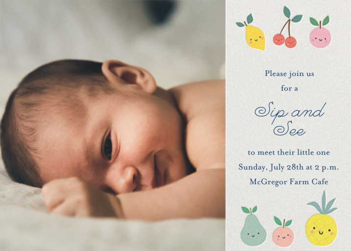Cute Fruit Photo - Sip and See Invitation by Little Cube