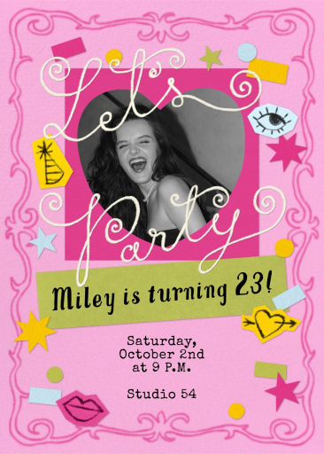 Photo Pink Retro Party Invitation
