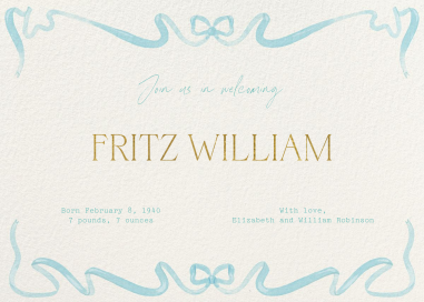 Dancing Ribbon - Birth Announcement by Paperless Post