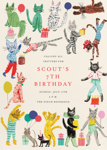 Fantastic Felines - Invitation by Mr. Boddington's Studio