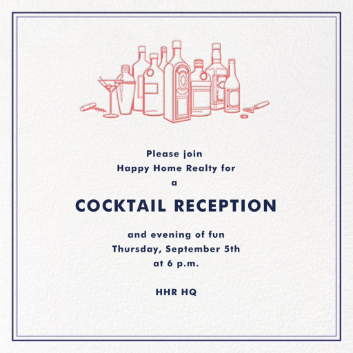 Free Drinks - Cocktail Party Invitation by Derek Blasberg - Back